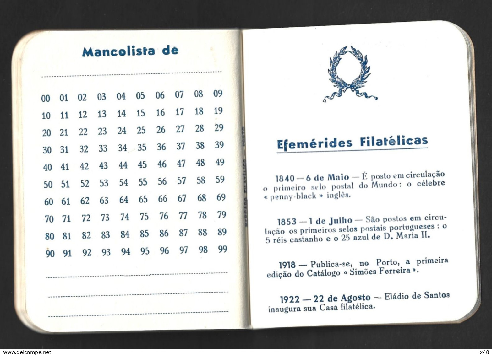 Agenda Filatélica Do Mercado Filatélico, Edição 1958. 25 Réis D. Luís I. Efeméride Filatélicas. Philatelic Market Philat - Livre De L'année