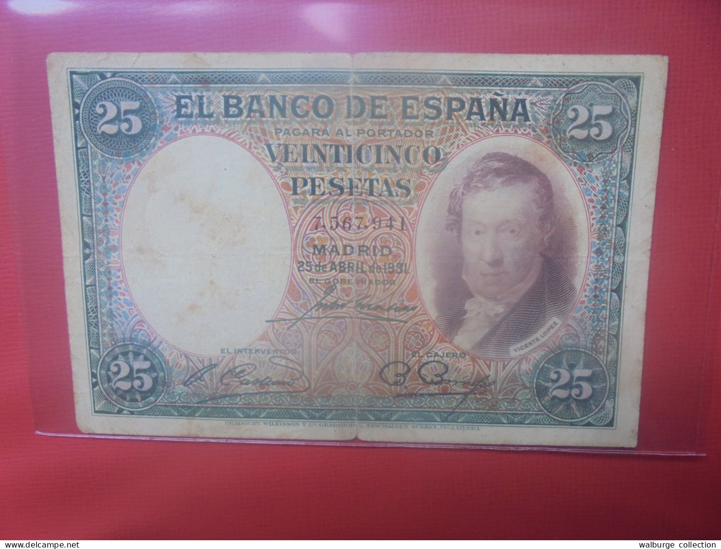 ESPAGNE 25 PESETAS 1931 Circuler - 25 Pesetas