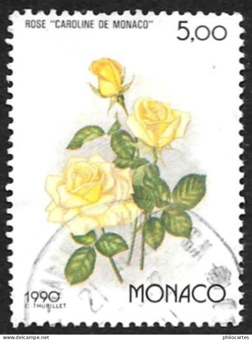 MONACO   1990 -  Y&T  1714  -  Rose - Oblitéré - Cote 2.50e - Gebraucht