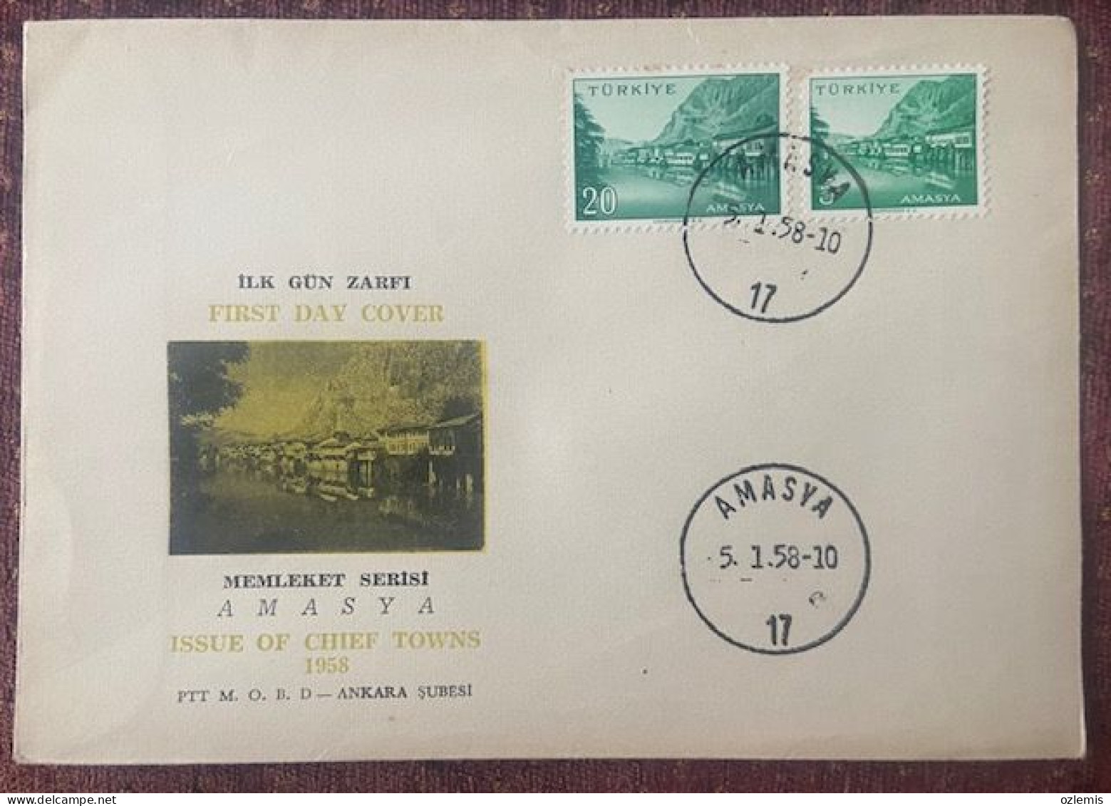 TURKEY,TURKEI,TURQUIE ,AMASYA  ,STAMP,ISSUE OF CHIEF TOWNS  ,1958 ,COVER - Briefe U. Dokumente