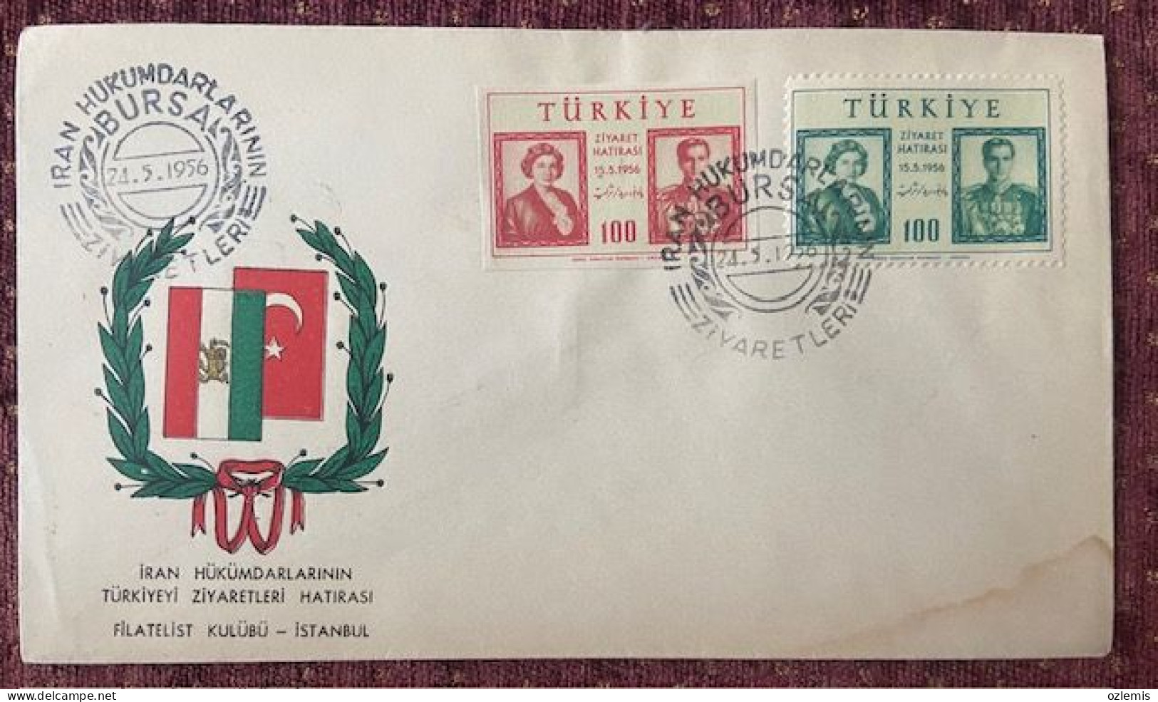 TURKEY,TURKEI,TURQUIE , MEMORY OF ,IRAN'S,VISITS TO TURKEY ,1956 ,COVER - Briefe U. Dokumente