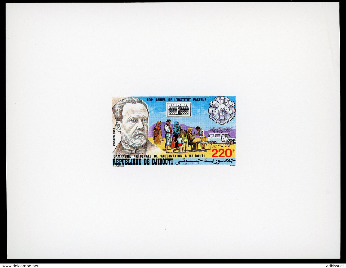 DJIBOUTI Epreuve De Luxe Sur Papier Glacé N° 629 Louis PASTEUR (1987) - Louis Pasteur