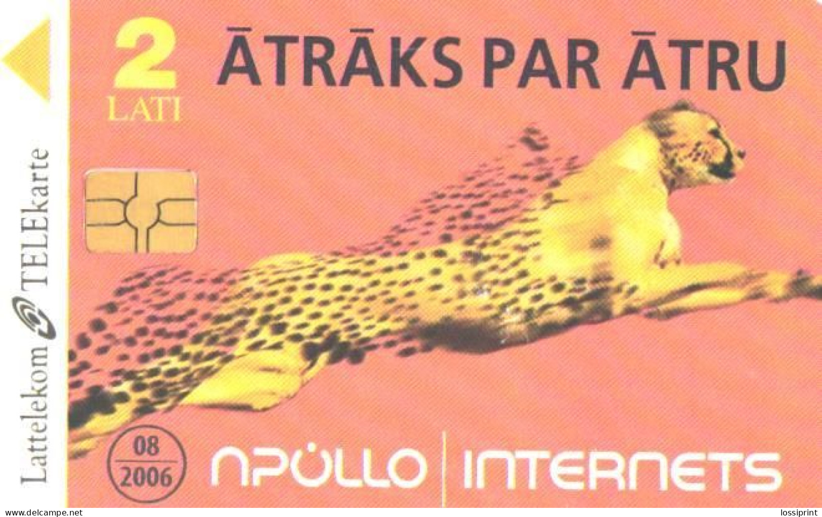 Latvia:Used Phonecard, Lattelekom, 2 Lati, Cheetah, 2006 - Lettonia