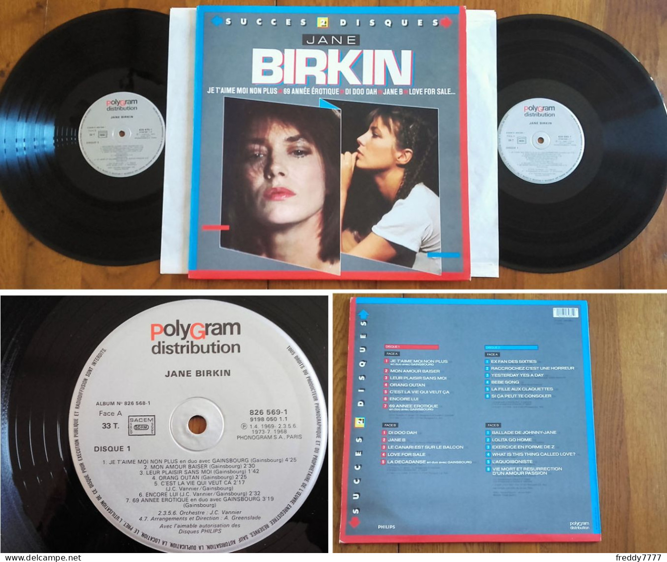 RARE French Double LP 33t RPM (12" X 2) JANE BIRKIN «Succès 2 Disques» (Serge Gainsbourg, 1984) - Collectors