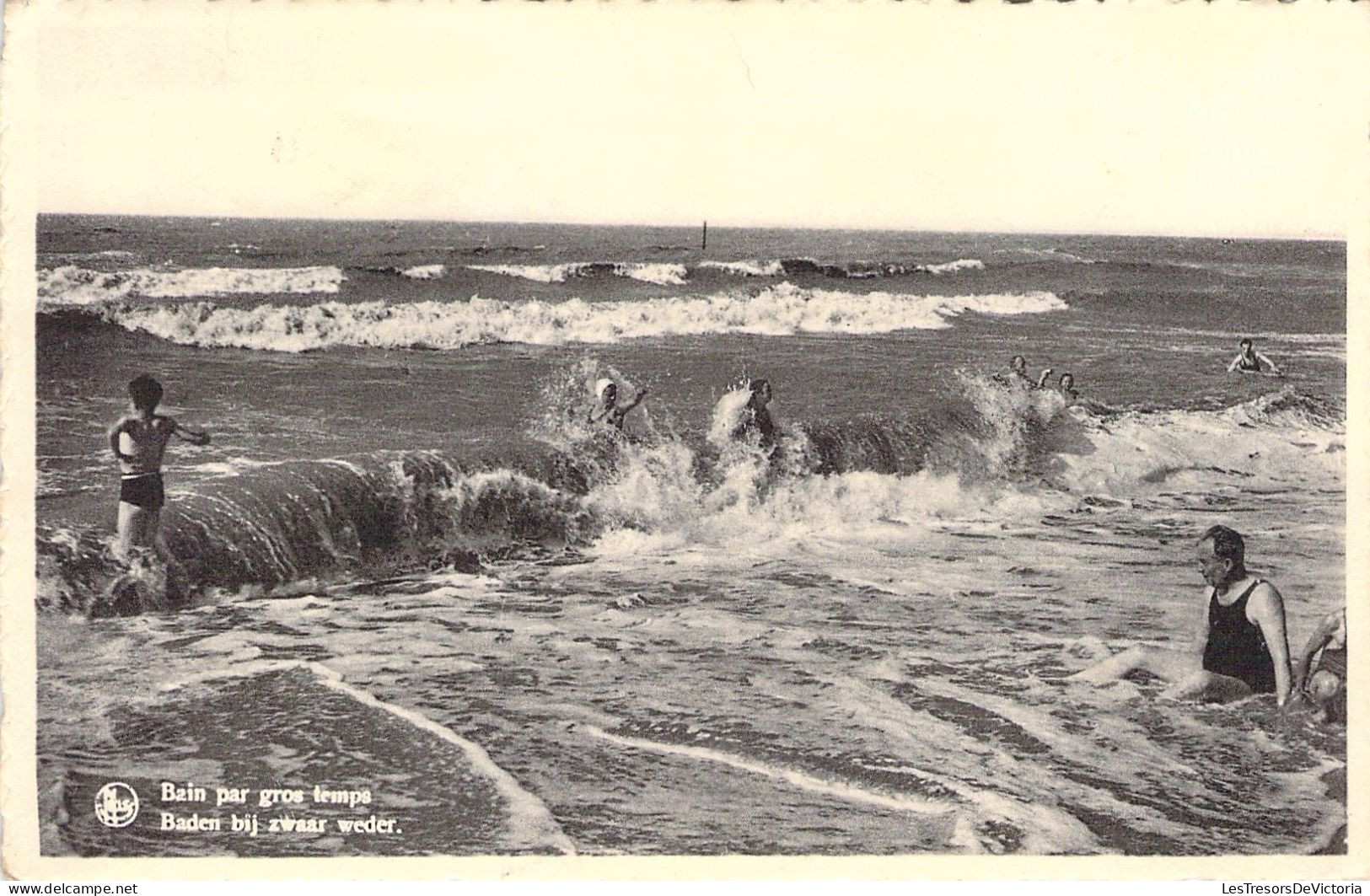 RBELGIQUE - NIEWPORT A Zee - Bain Par Gros Temps - Carte Postale Ancienne - Nieuwpoort