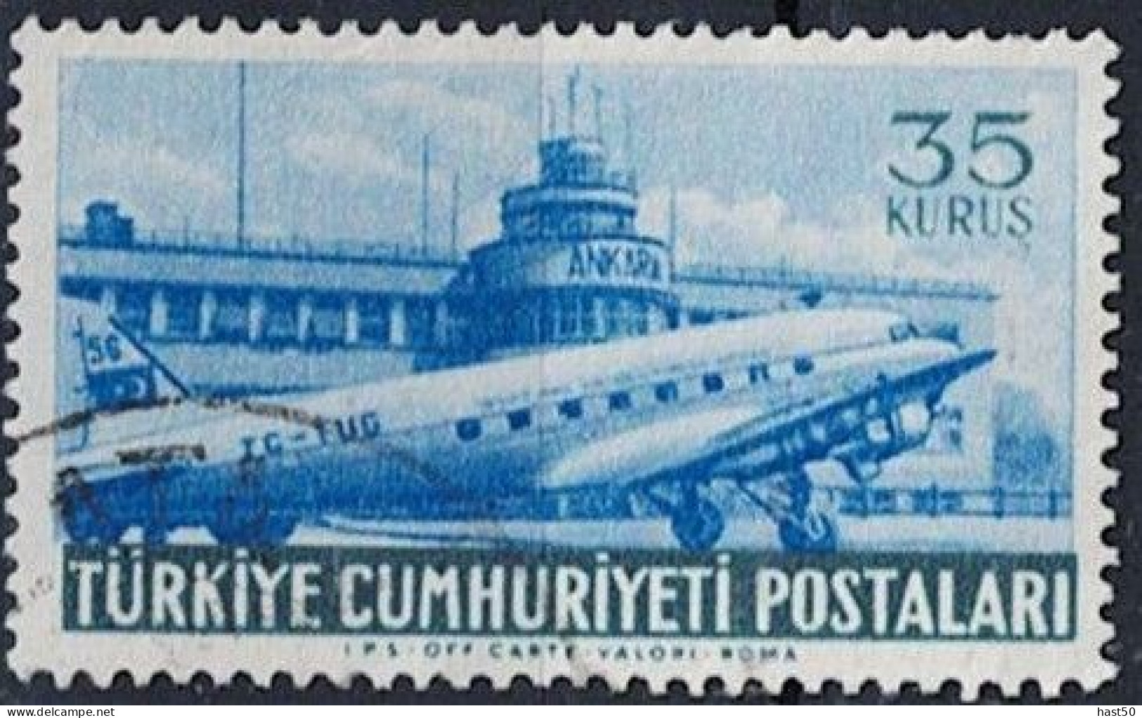 Türkei Turkey Turquie - Flugzeug Douglas DC 3 Am Flugplatz Ankara (MiNr: 1406) 1954 - Gest Used Obl - Gebraucht