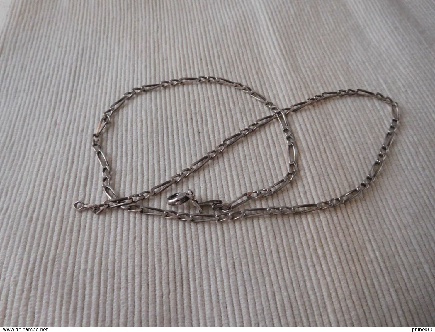 LONGUE CHAINE COLLIER ARGENT MASSIF 925 MAILLE FIGARO 54 CMS 11.30 GRS B63 LOT - Necklaces/Chains