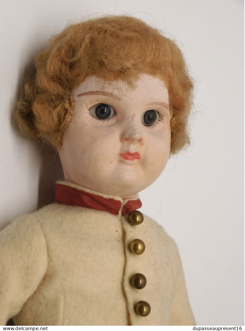 -ANCIENNE PETITE POUPEE COMPOSITION PETIT SOLDAT NAPOLEONIEN YEUX VERRE   E