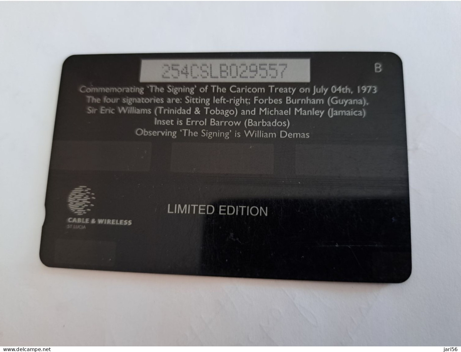 ST LUCIA    $ 20   CABLE & WIRELESS  STL-254B  254CSLB     THE SIGNING   Fine Used Card ** 14273** - St. Lucia