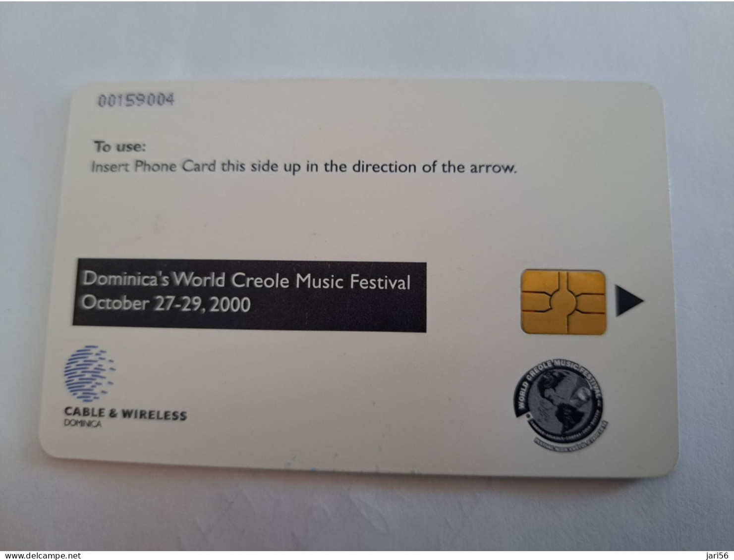 DOMINICA / $20 CHIPCARD  WORLD CREOLE MUSIC FESTIVAL 2000       Fine Used Card  ** 14277 ** - Dominica