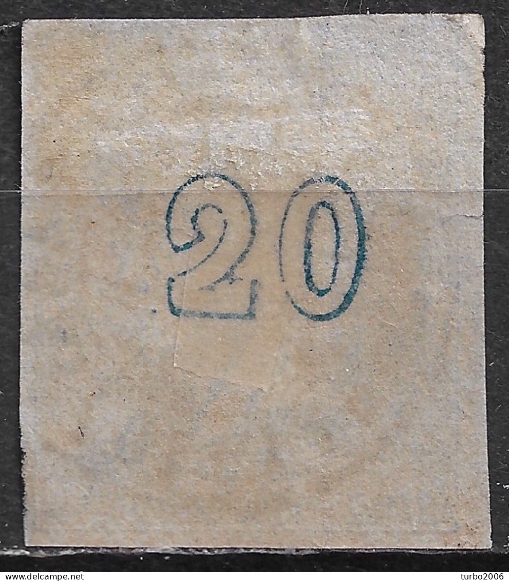 GREECE 1872-76  Large Hermes Meshed Paper Issue 20 L Deep Blue Vl. 55 / H 41 B - Used Stamps