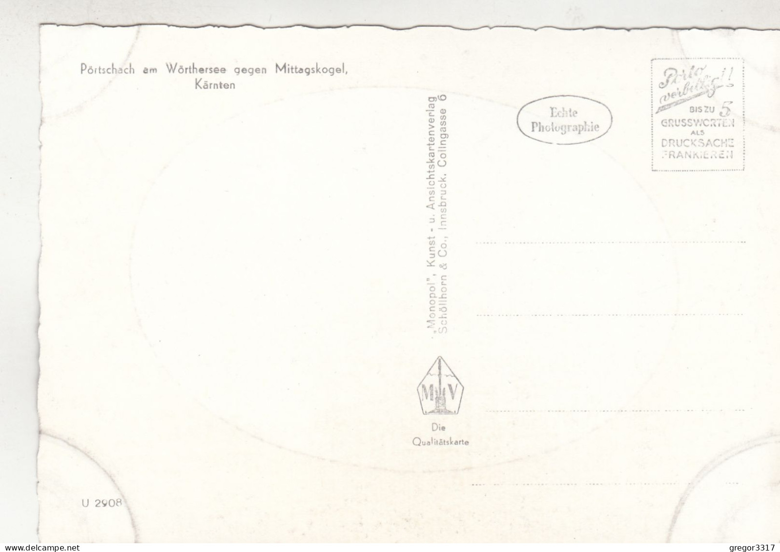 D1821) PÖRTSCHACH Am WÖRTHERSEE Gegen Mittagskogel Kärnten - S/W Monopol 2908 - Pörtschach
