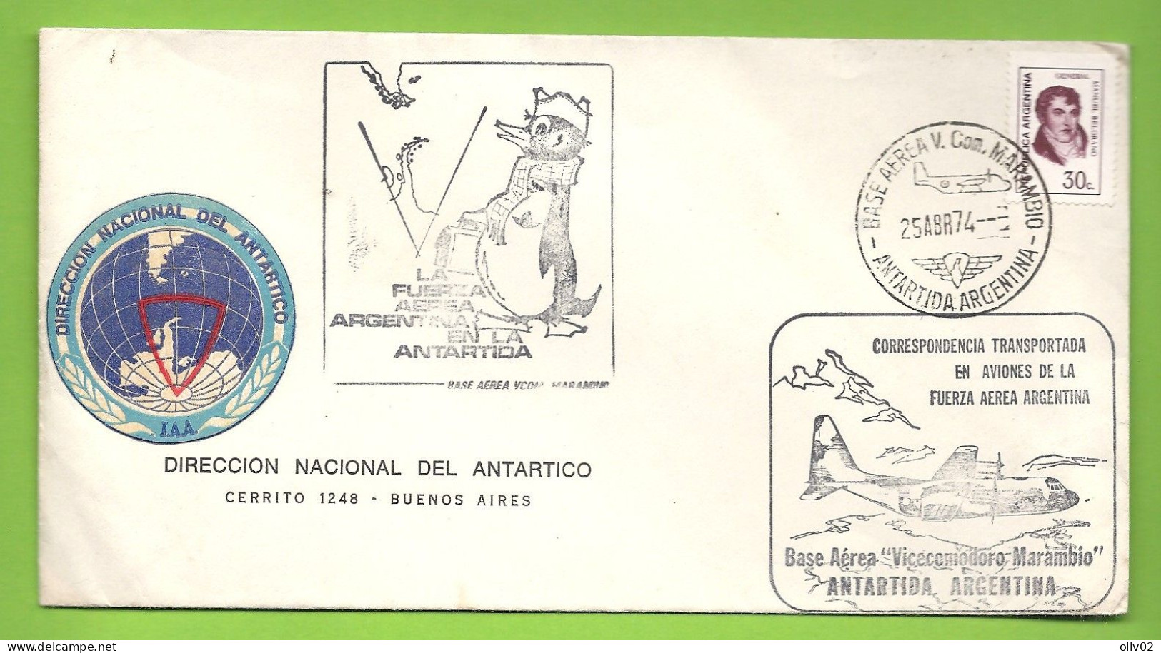 ARGENTINA - BASE AEREA "V COM MARAMBIO" ANTARTIDA ARGENTINA/ FUERZA AEREA ARGENTINA - Briefe U. Dokumente