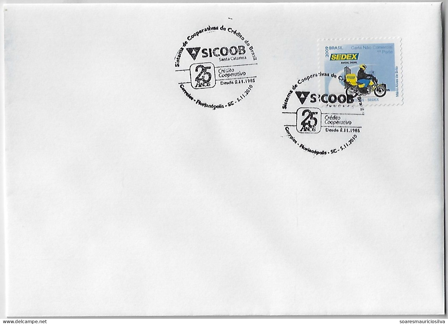 Brazil 2010 Cover Comemmorative Cancel 25 Years Of The Brazilian Credit Cooperative System In Florianópolis - Storia Postale