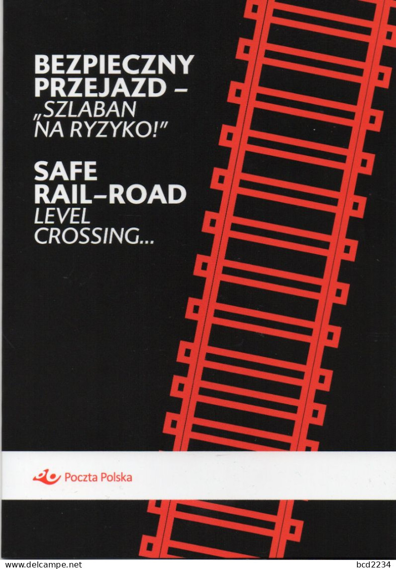 POLAND 2020 POLISH POST OFFICE SPECIAL LIMITED EDITION FOLDER: SAFE RAIL-ROAD LEVEL CROSSING PKP POLISH RAILWAYS TRAINS - Lettres & Documents