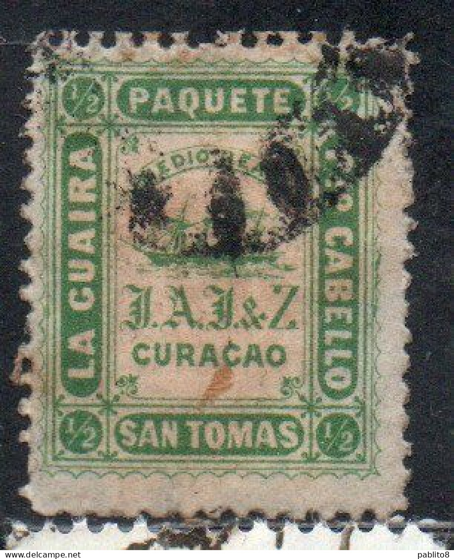 CURACAO USA DANISH WEST INDIES 1869 LA GUIRA Pto CABELLO PAQUETE SAN TOMAS 1/2 USED USATO OBLITERE' - Dänisch-Westindien