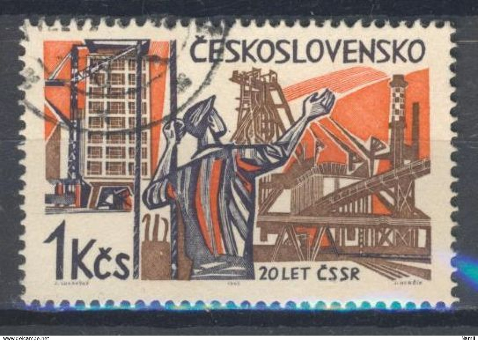 Tchécoslovaquie 1965 Mi 1536 (Yv 1402), Obliteré, Varieté Position 6/1 - Variétés Et Curiosités