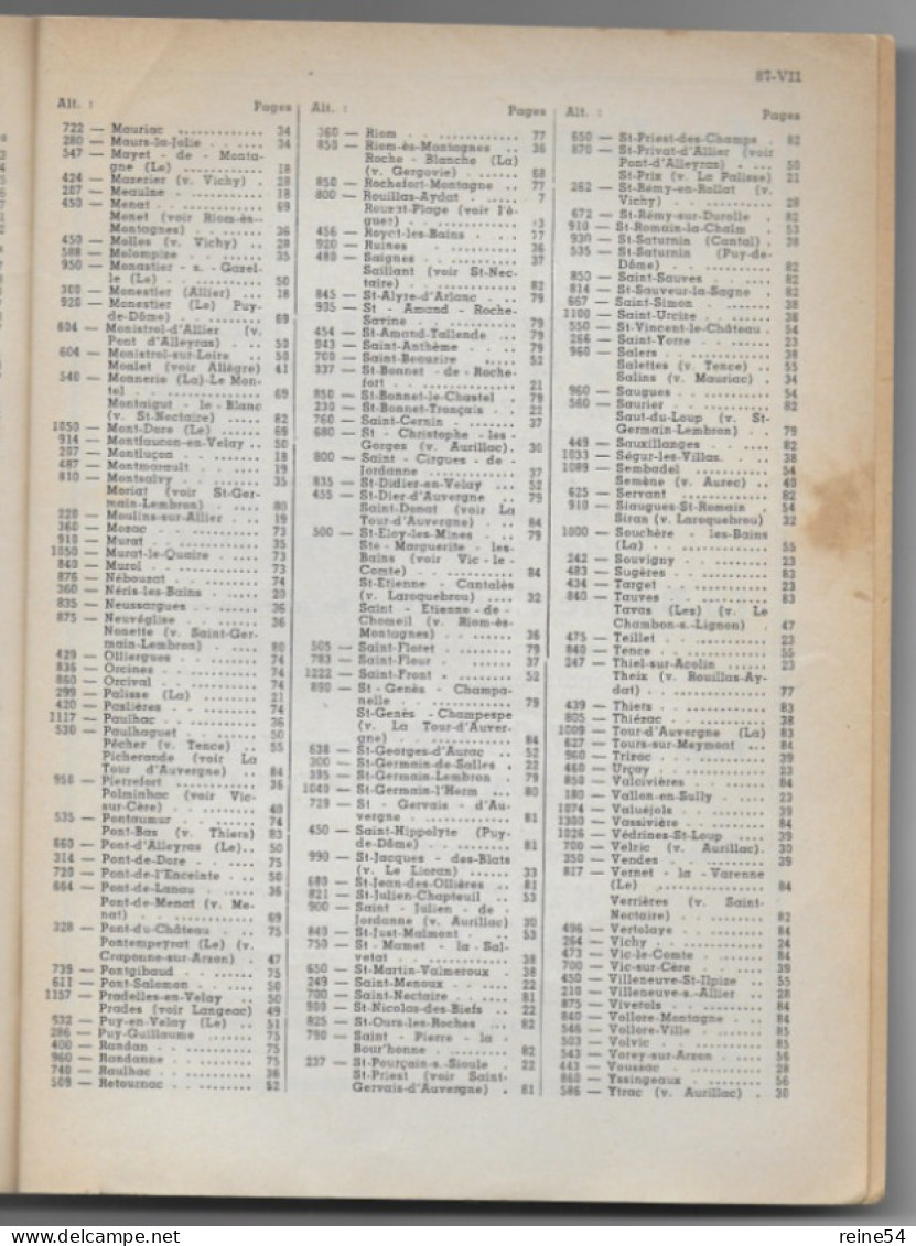 Auvergne -La France Touristique Thermale Climatique 1958 Fascicule VII Edit. Union Fédér Syndicats D'Initiative (carte) - Auvergne