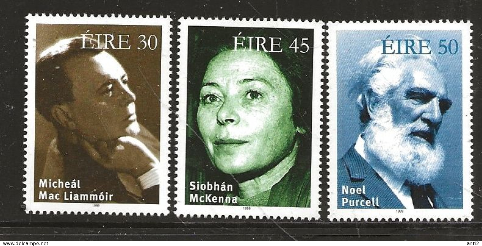 Ireland 1999  Irish Actors, Micheál Mac Liammóir. Siobhan  McKenna, Noel  Purcell  Mi  1117-1119  MNH(**) - Autres & Non Classés