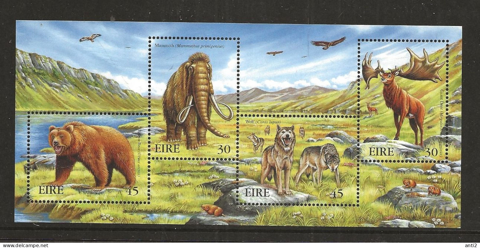 Ireland 1999 Animals Extinct In Ireland. Mammoth, European Giant Deer, Wolf, Brown Bear   Mi  Bloc 33  MNH(**) - Andere & Zonder Classificatie