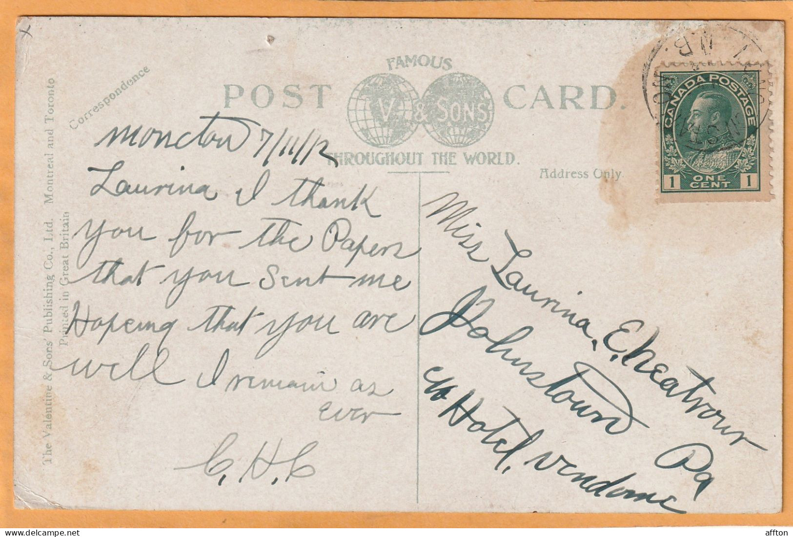 Moncton New Brunswick Canada Old Postcard - Autres & Non Classés