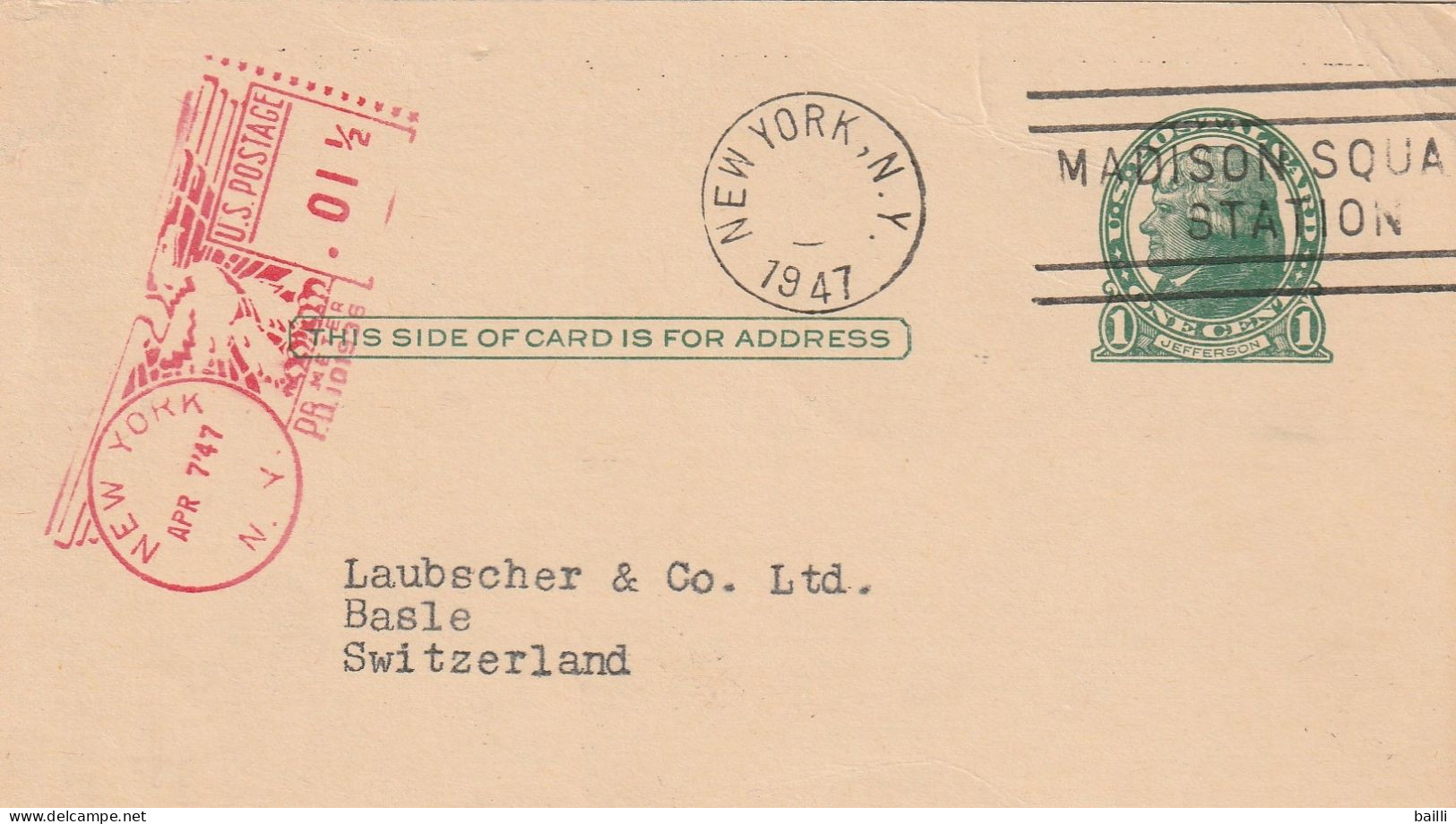 Canada Entier Postal Illustré Pour La Suisse 1947 - 1903-1954 Könige