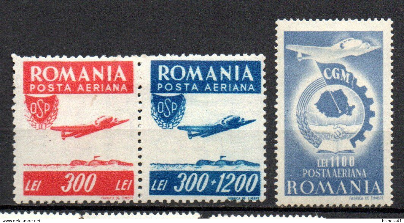 Col33 Roumanie Romania Aerien 1946  N° 36 à 38 Neuf X MH Cote : 6,50€ - Ongebruikt