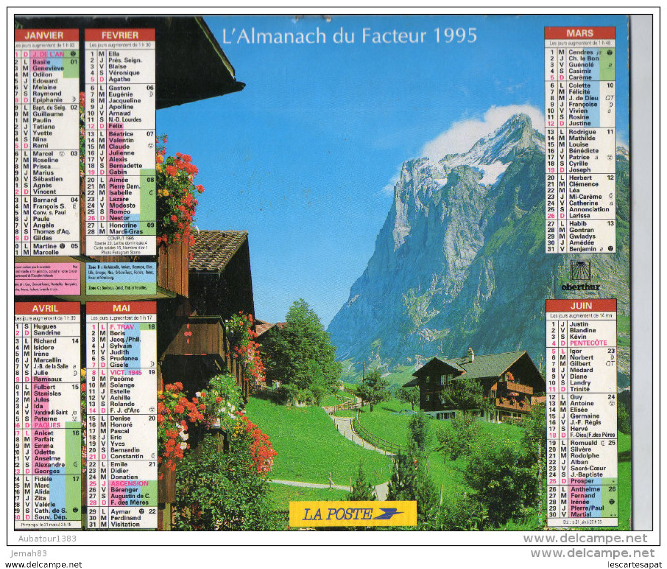 CALENDRIER L ALMANACH DU FACTEUR 1995 - Tamaño Grande : 1991-00