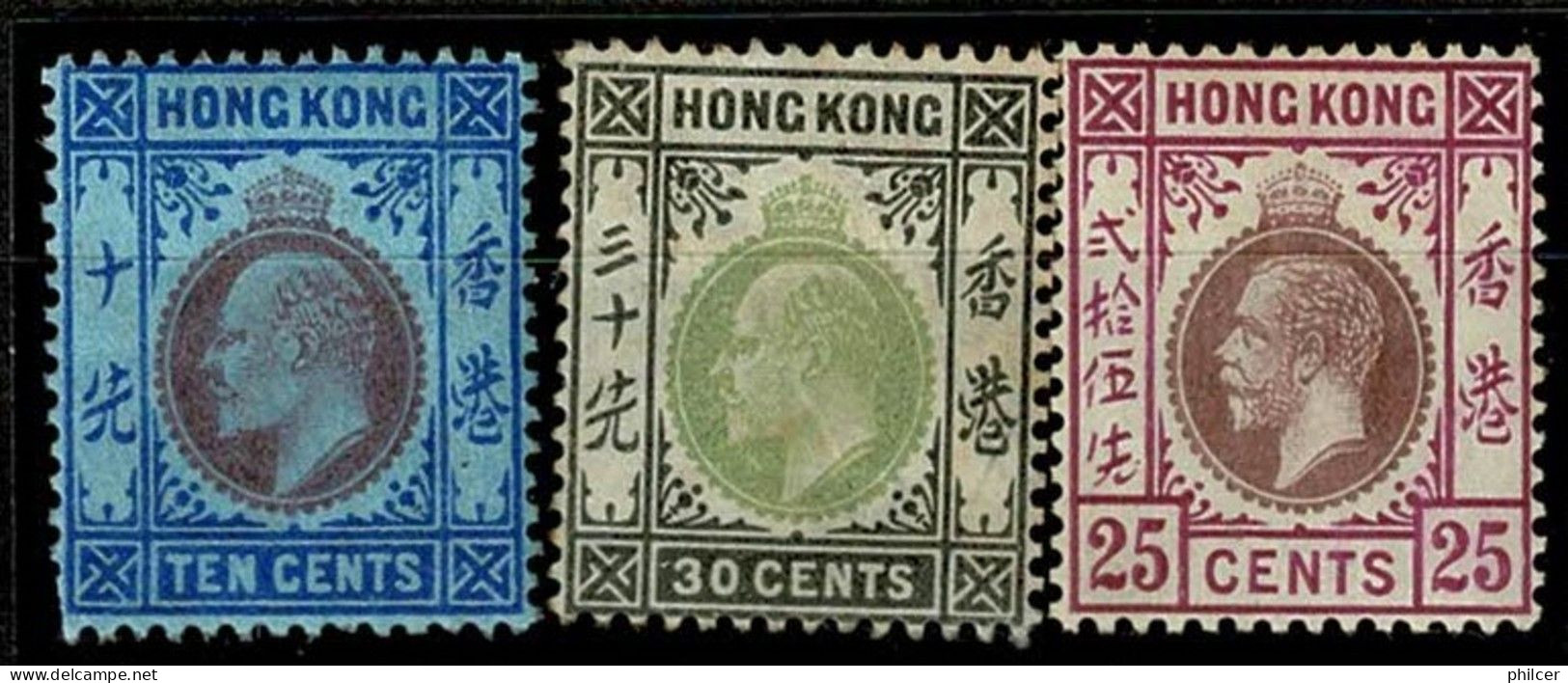 Hong Kong, 1903, # 67, 70, 107, MH - Unused Stamps