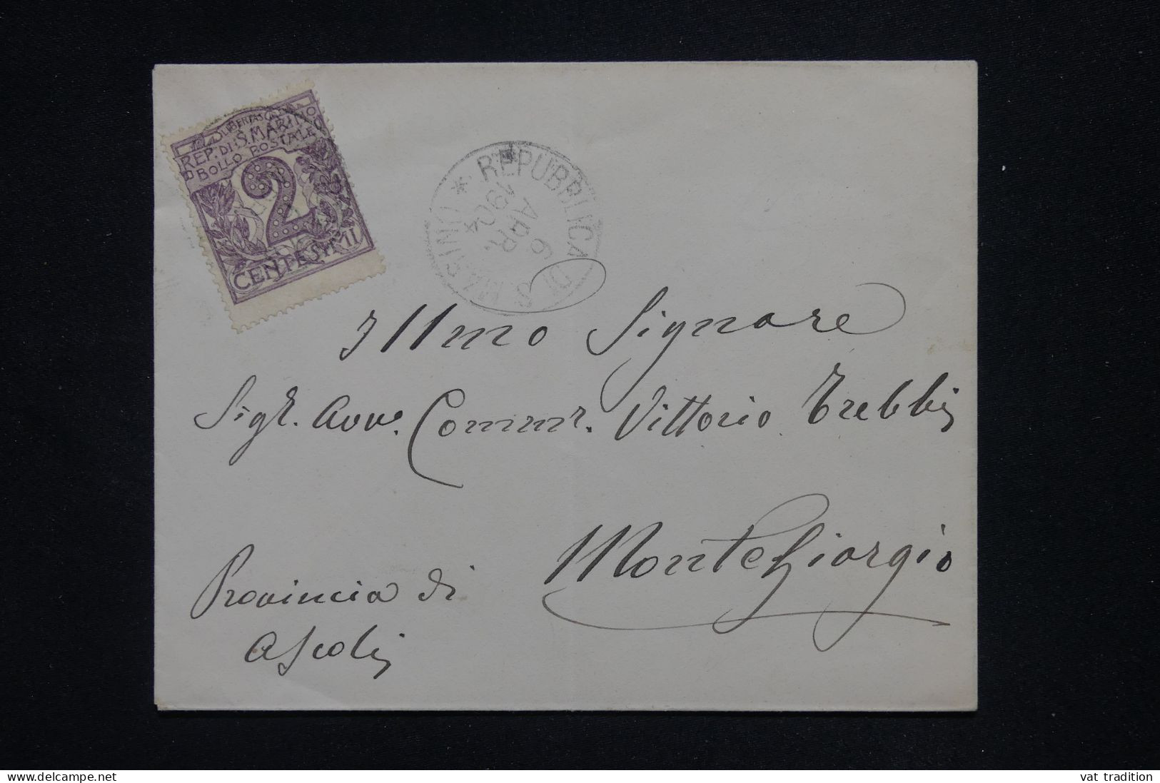 SAINT MARIN - Enveloppe Pour Montegiorgio En 1904 - L 145228 - Cartas & Documentos