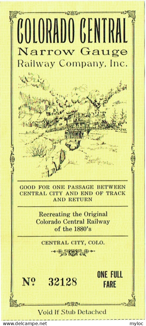 Ticket Train. Colorado Central. Railway Company.  - Monde