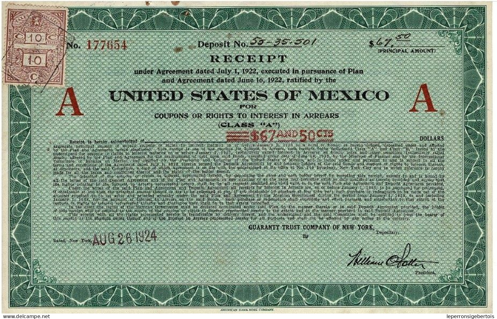 - Titres De 1924 - Lot De 3 United States Of Mexico - Etats Unis Du Mexique - - M - O