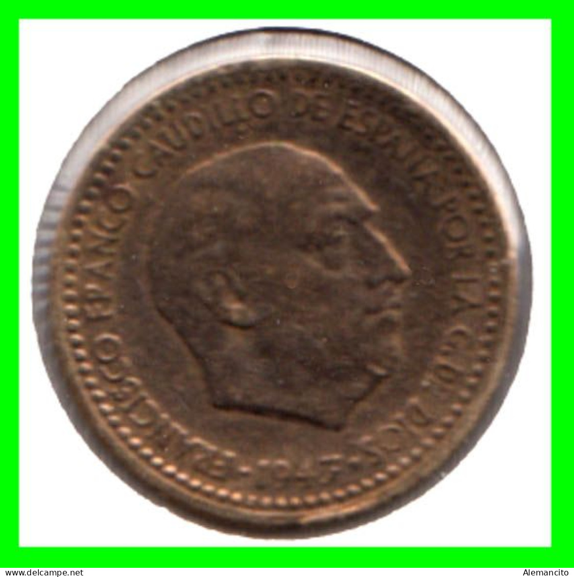 ESPAÑA ( EUROPA ) MONEDA DE 1 PESETA AÑO 1947 DEL CAUDILLO DE ESPAÑA GENERAL FRANCO ESTRELLAS ** 19 - 49 ** - 1 Peseta