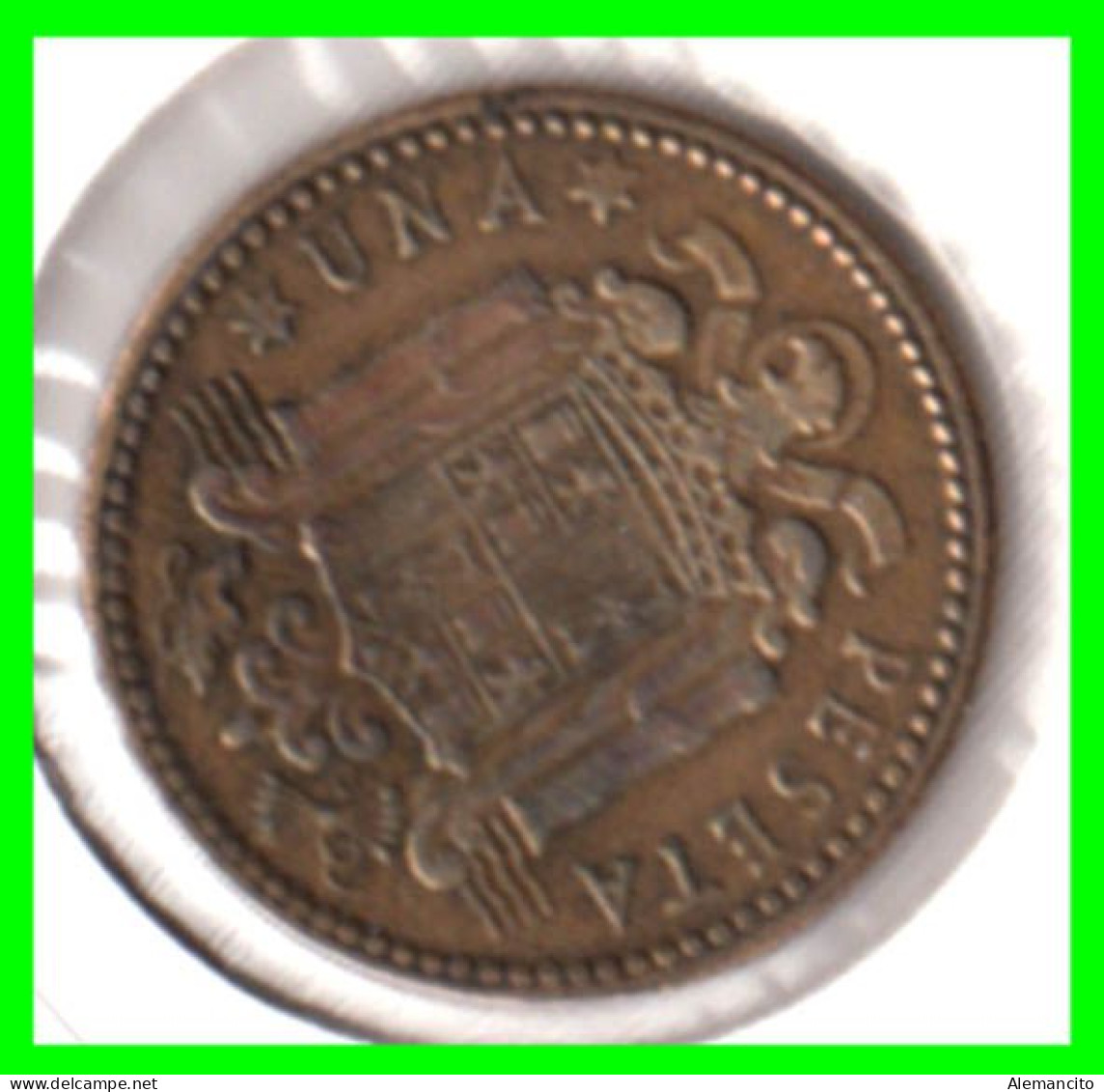 ESPAÑA ( EUROPA ) MONEDA DE 1 PESETA AÑO 1947 DEL CAUDILLO DE ESPAÑA GENERAL FRANCO ESTRELLAS ** 19 - 53 ** - 1 Peseta