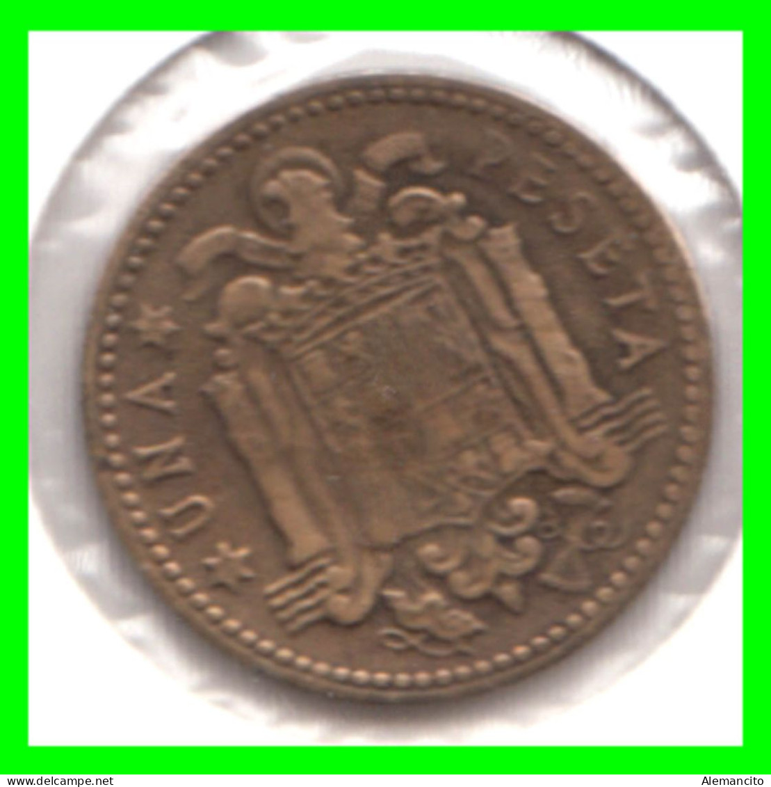 ESPAÑA ( EUROPA ) MONEDA DE 1 PESETA AÑO 1947 DEL CAUDILLO DE ESPAÑA GENERAL FRANCO ESTRELLAS ** 19 - 5 ** - 1 Peseta