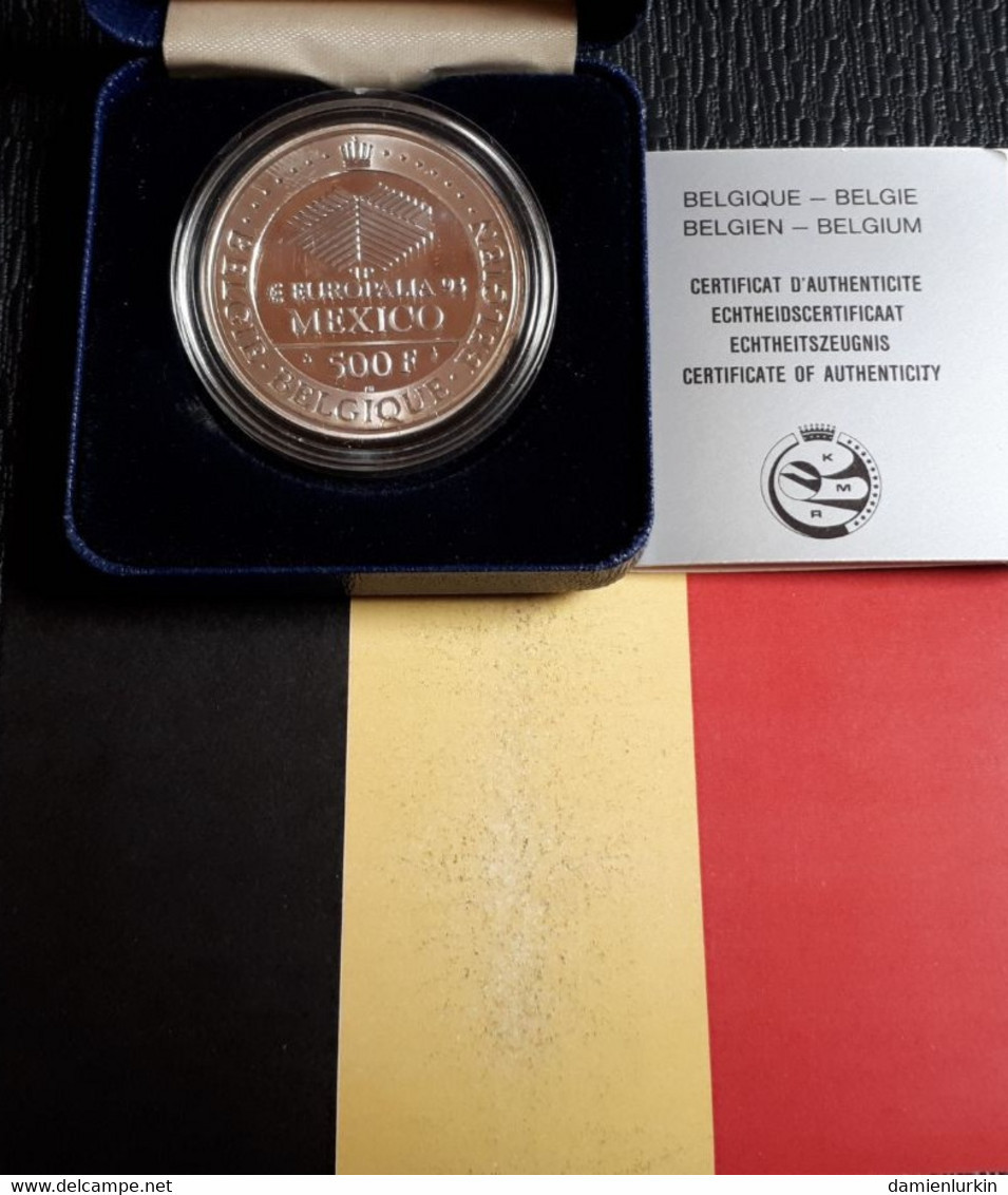 --PROMO 40€-- BELGIQUE 500 FRANCS QP EUROPALIA MEXICO 1993 QUALITY PROOF IN CAPSULE BOX + CERTIFICAT  ! LIRE DESCRIPTIF - 500 & 5000 Frank (goud)