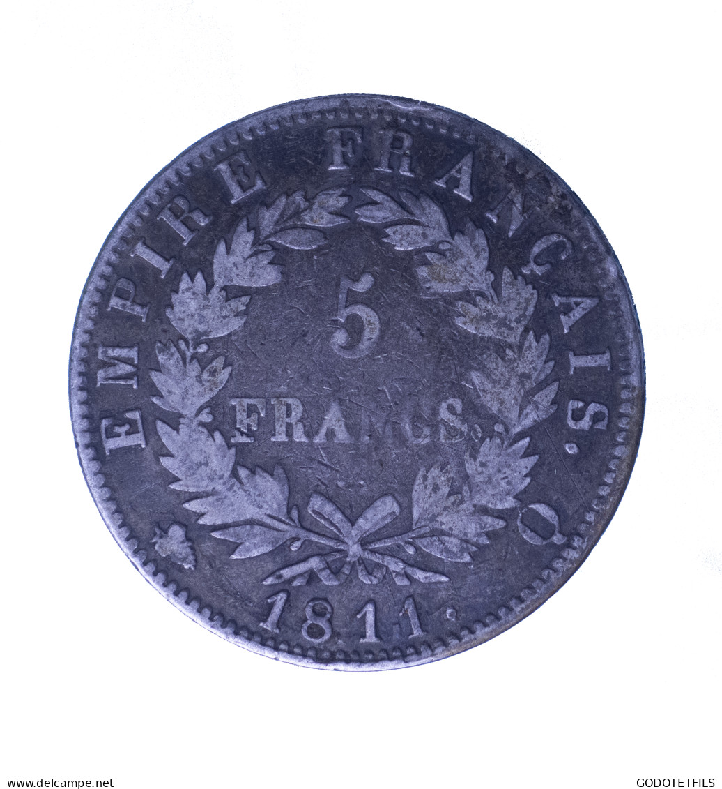 Premier Empire 5 Francs Napoléon Bonaparte 1811 Perpignan - 5 Francs