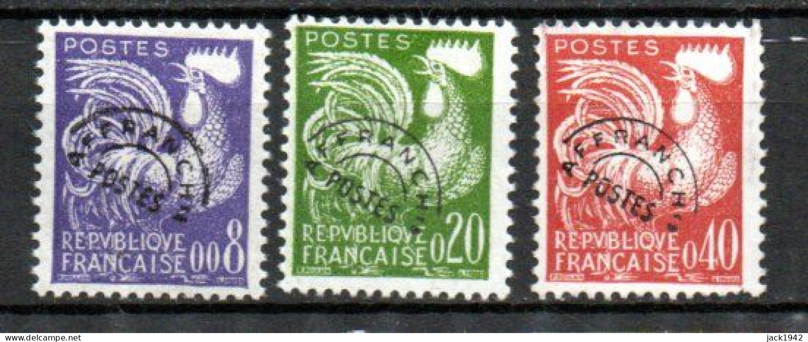 Préoblitéré Yvert N°119, 120 Et 121, Type Coq Gaulois : 0,08c, 0,20c, 0,40c ** - 1953-1960