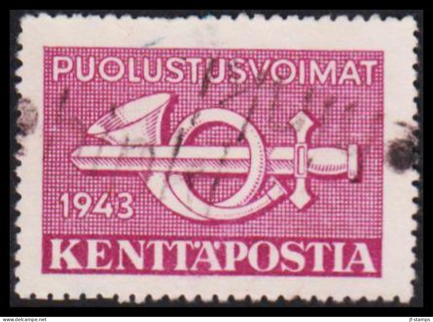 1943. FINLAND. KENTTÄPOSTA 1943 With Interesting Linecancel.  (Michel 3) - JF535652 - Militaires