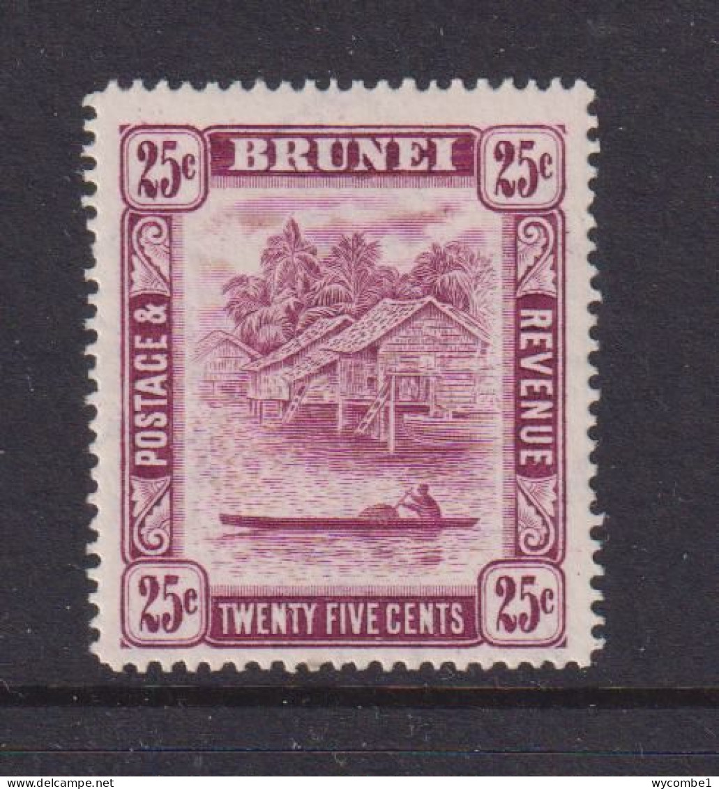 BRUNEI - 1947-51 Brunei River 25c Watermark Mult, Script CA Hinged Mint - Brunei (...-1984)