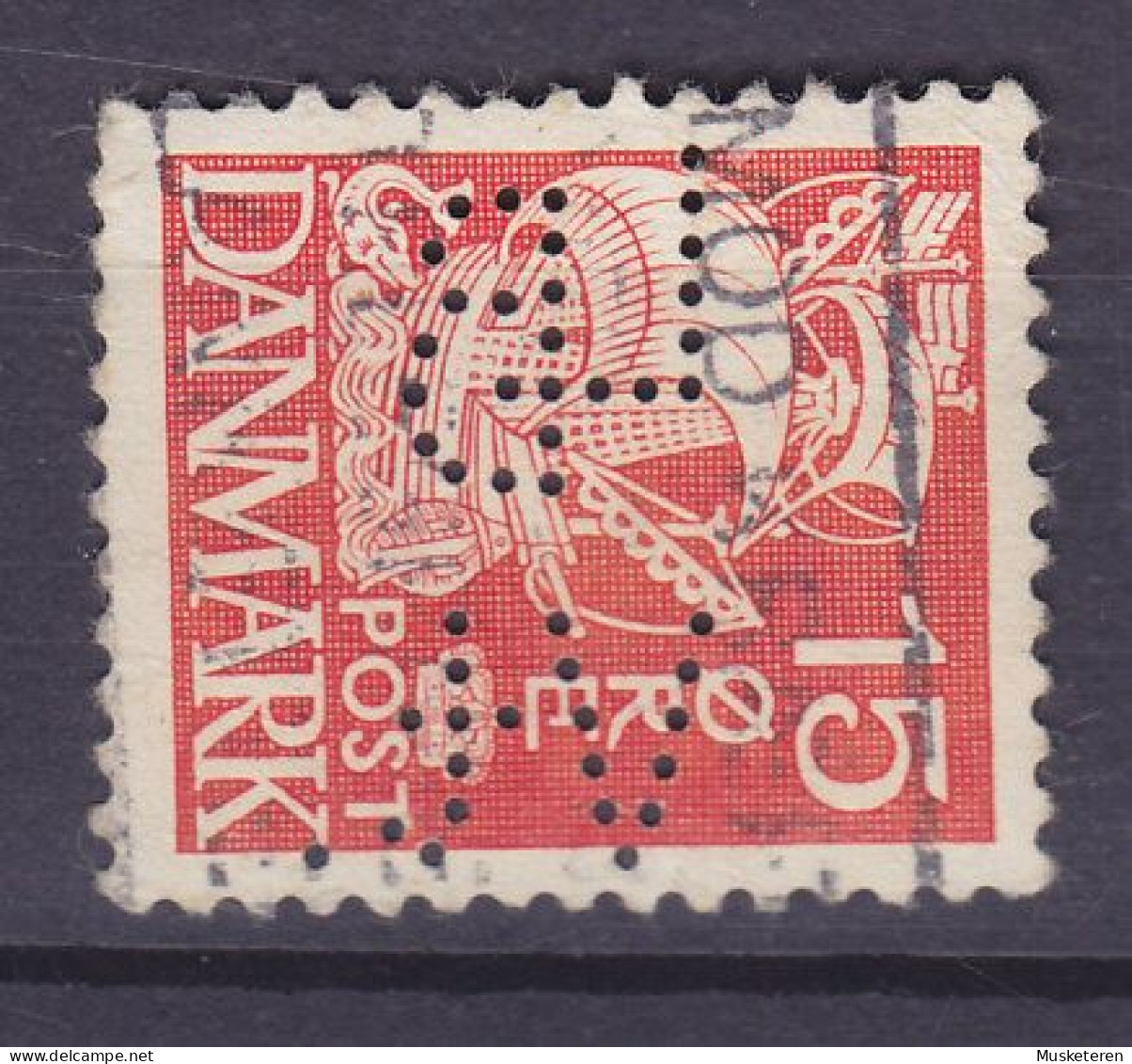 Denmark Perfin Perforé Lochung (L18) 'LB Vt.' Landmandsbanken, Vesterbro Torv, København Karavelle (2 Scans) - Plaatfouten En Curiosa