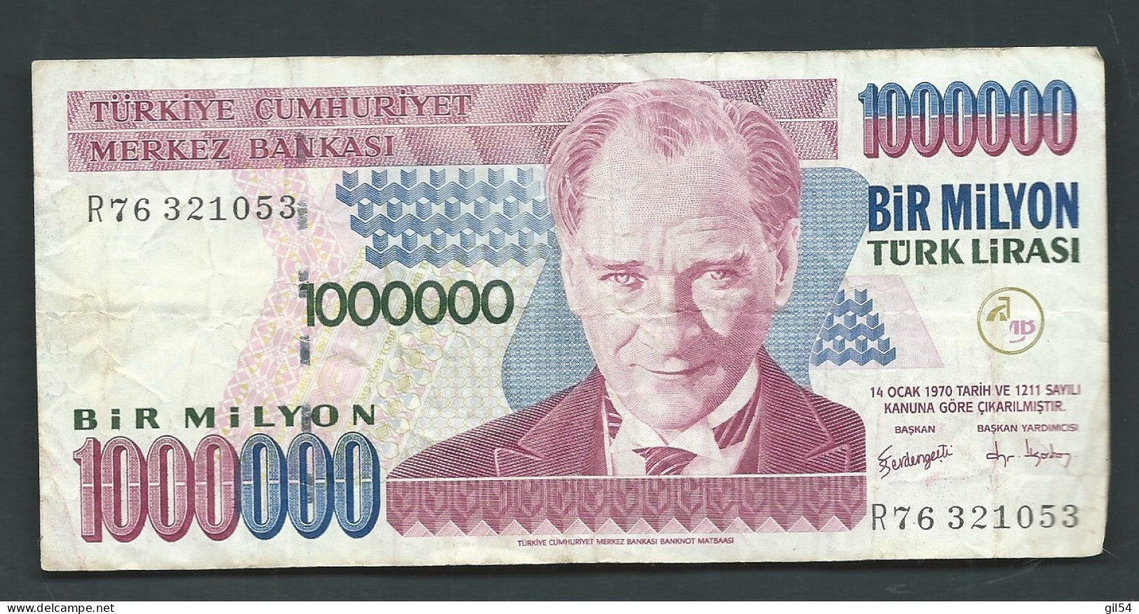 TURQUIE  TURKEY TURQUIA 1000000 LIRASI  R76 321053 Laura 10812 - Türkei