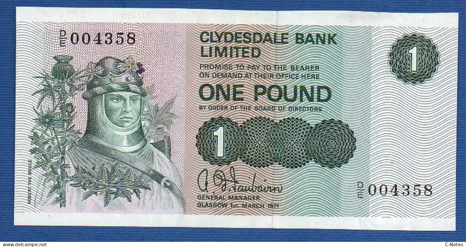 SCOTLAND - P.204a – 1 POUND 01.03.1971 UNC-, S/n D/E 004358 - 1 Pound