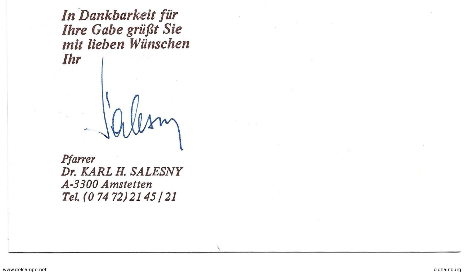 1697e: Österreich 1980-1988, Beleglot Salesianer, Don Bosco, Autogramm Pfarrer Salesny Amstetten, Plus ** Viererblock - Theologen
