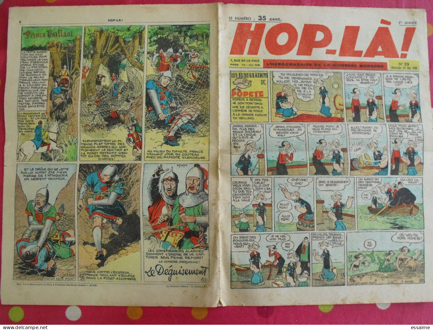 Hop-Là ! N° 25 De 1938. Popeye, Prince Vaillant (Foster), Mandrake, Marc Orian, Diane, Patrouille Aigles. à Redécouvrir - Autres & Non Classés