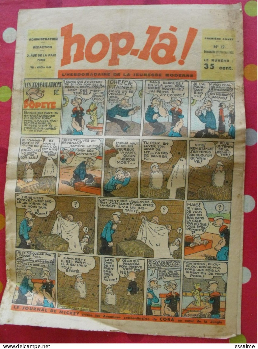 Hop-Là ! N° 12 De 1938. Popeye, Prince Vaillant (Foster), Mandrake, Marc Orian, Diane, Patrouille Aigles. à Redécouvrir - Autres & Non Classés