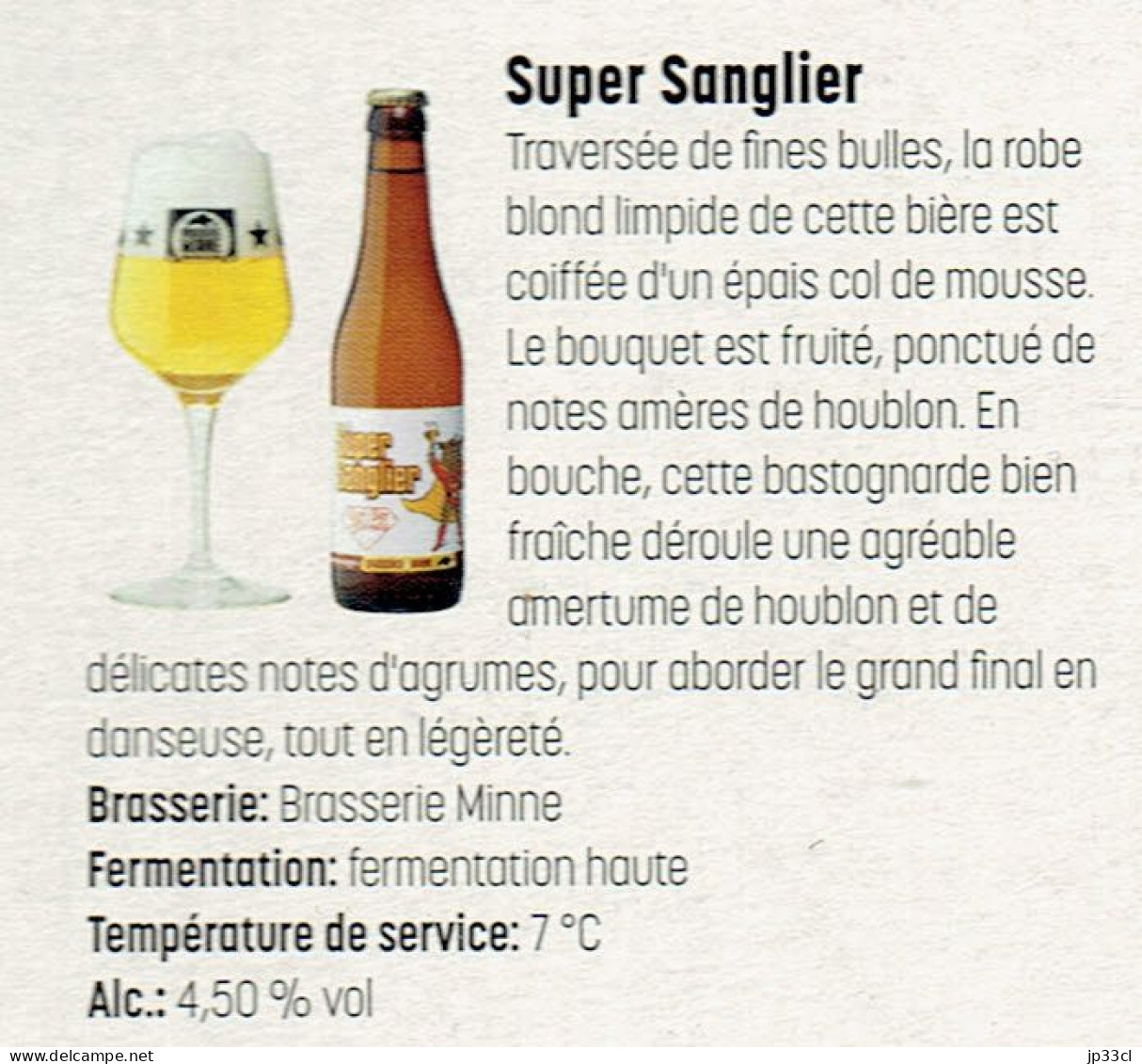 Cyclisme Étiquette De La Bière Super Sanglier (Alc 4,8 %) Brasserie Minne, Somme Leuze  (Bière Du Coffret "La Course") - Bière