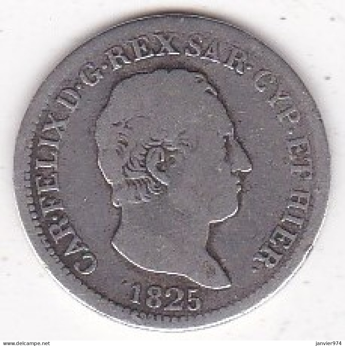 Sardaigne. 50 Centesimi 1825 Torino. Carlo Felice, En Argent - Piemonte-Sardinië- Italiaanse Savoie