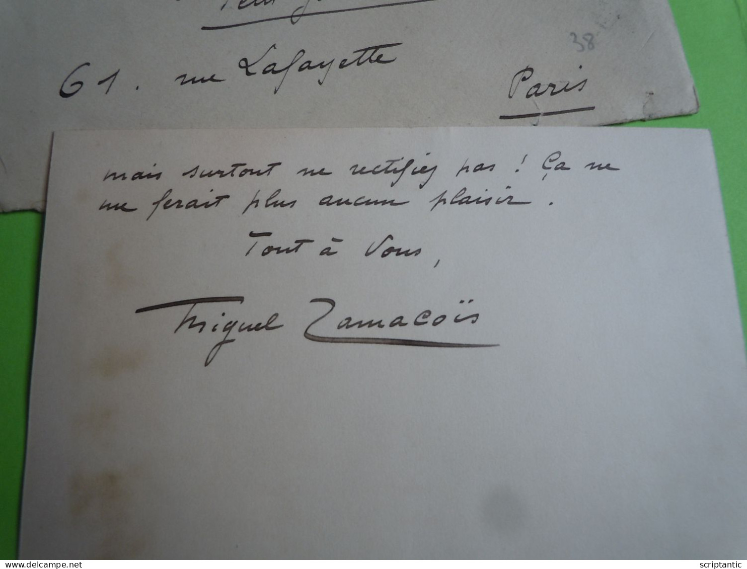 Carte Autographe Miguel ZAMACOIS (1866-1955) Romancier Poète Et Journaliste - LE FIGARO - A Louis ARTUS - Writers