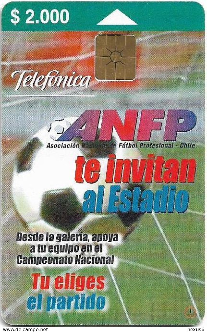 Chile - Telefónica - ANFP Football, (With Sticker At Corner Of Rev) Gem1B Not Symm. White/Gold, 10.1999, 2.000Cp$, Used - Cile